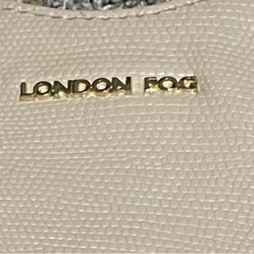 London Fog shoulder bag Women’s‎ Cream Black Gold trim tote purse handbag boho